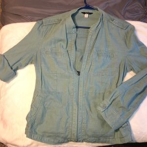 Nordstrom Full Zip Cargo Jacket Blazer Pockets Green Small